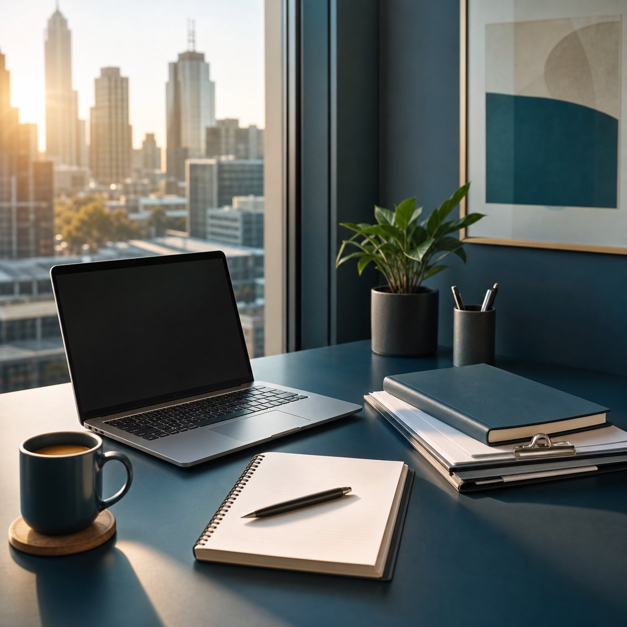 A calm, organised child support advisory workspace.